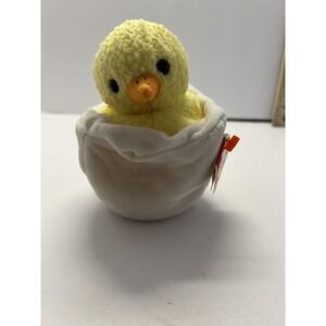 Vintage Ty Beanie Baby Eggbert Chick Plush Stuffed Animal Toy Yellow White Egg